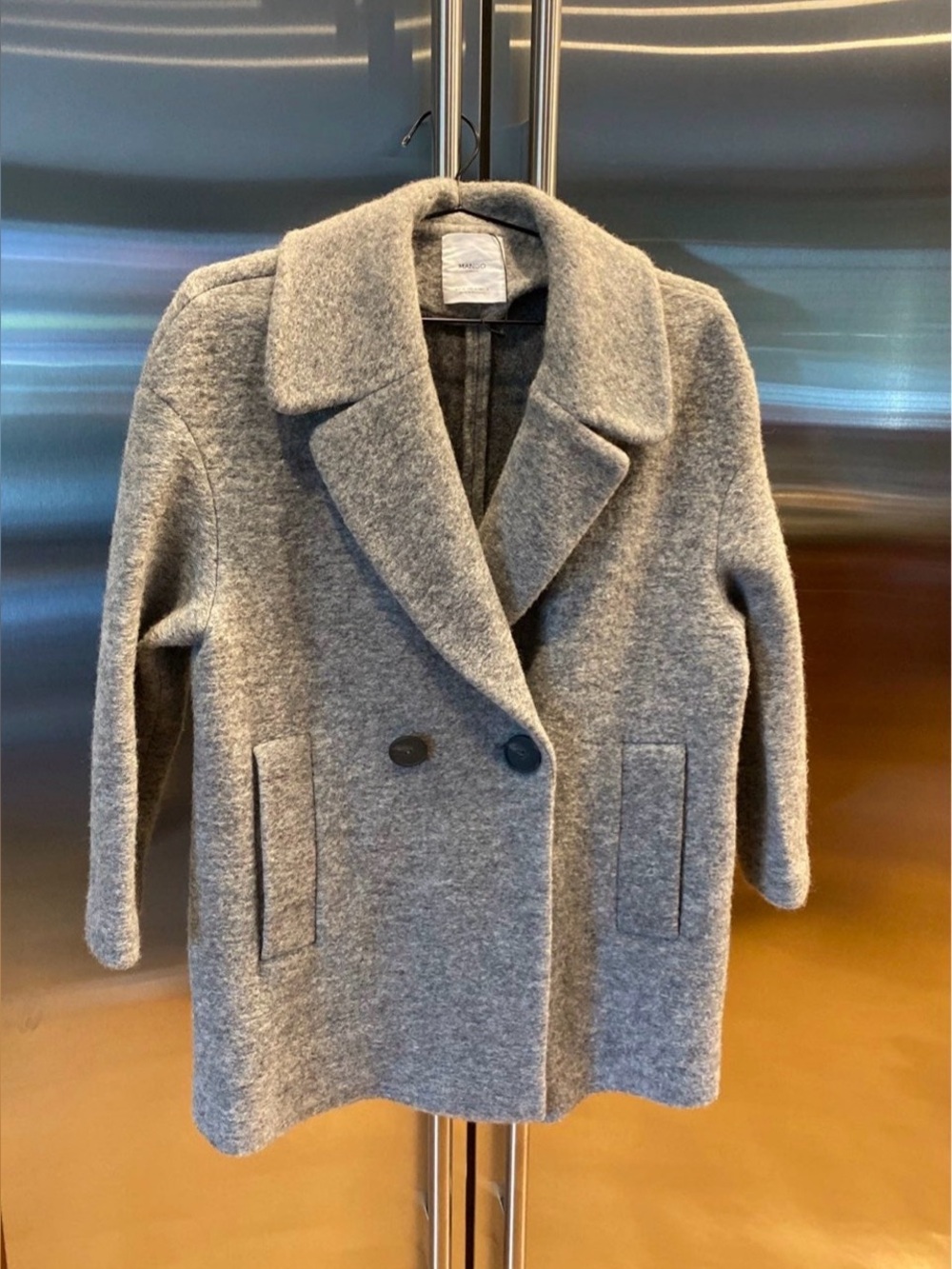 Mango Gray Wool Blend Peacoat Size Medium